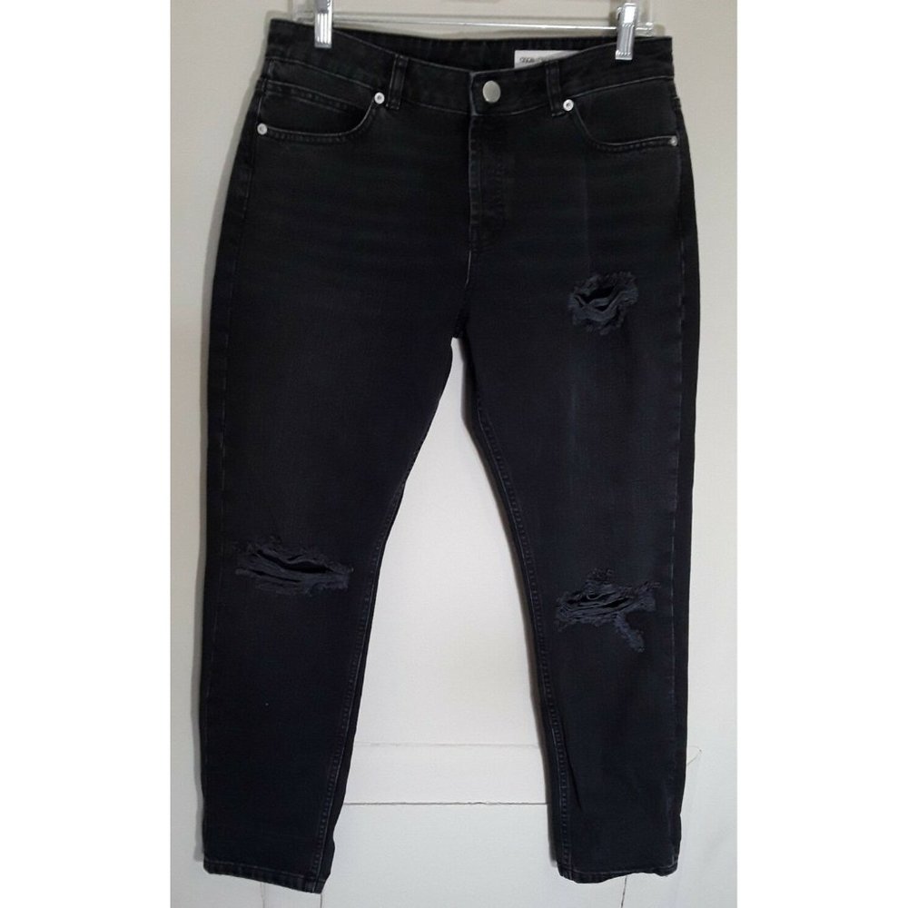 ASOS Jeans 28 Black Ankle Skinny Destroyed Distres